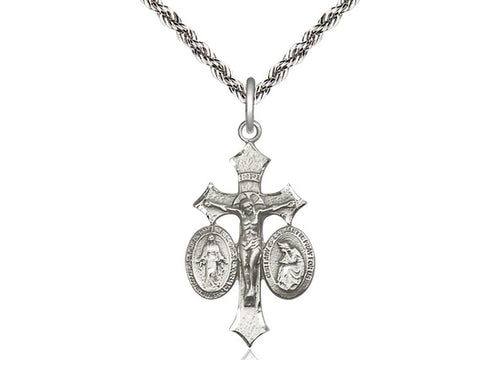 Sterling Silver Jesus, Mary, Our Lady of La Salette on a Sterling Silver Chain - JMJs Catholic Store, Inc