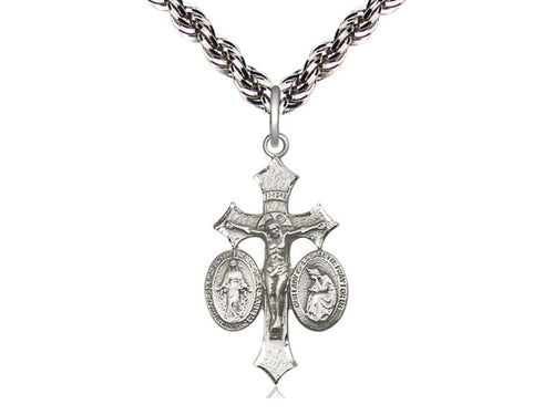 Sterling Silver Jesus, Mary, Our Lady of La Salette on a Sterling Silver Chain - JMJs Catholic Store, Inc