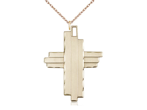14kt Gold Filled Cross Pendant on a Gold Plate Curb Chain - JMJs Catholic Store, Inc