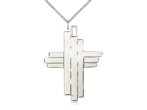 Sterling Silver Cross Pendant on Sterling Silver Chain - JMJs Catholic Store, Inc