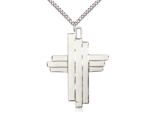 Sterling Silver Cross Pendant on Sterling Silver Chain - JMJs Catholic Store, Inc