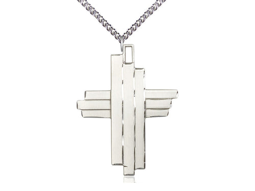 Sterling Silver Cross Pendant on Sterling Silver Chain - JMJs Catholic Store, Inc