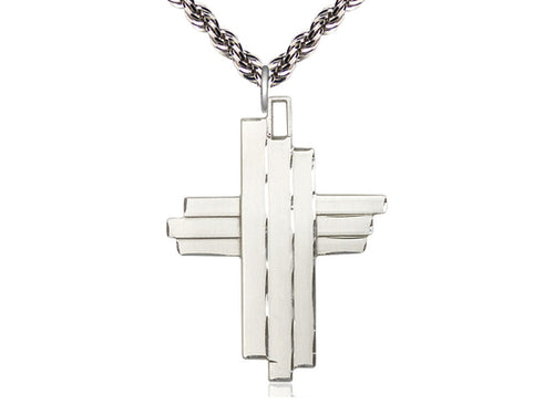 Sterling Silver Cross Pendant on Sterling Silver Chain - JMJs Catholic Store, Inc