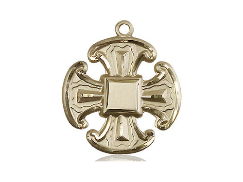 14kt Gold Filled Cross Pendant on a Gold Plate Chain - JMJs Catholic Store, Inc