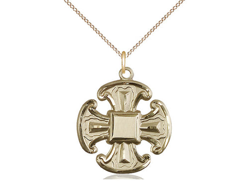 14kt Gold Filled Cross Pendant on a Gold Plate Chain - JMJs Catholic Store, Inc