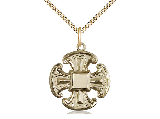 14kt Gold Filled Cross Pendant on a Gold Plate Chain - JMJs Catholic Store, Inc