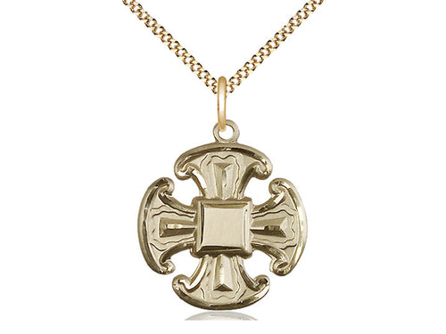14kt Gold Filled Cross Pendant on a Gold Plate Chain - JMJs Catholic Store, Inc