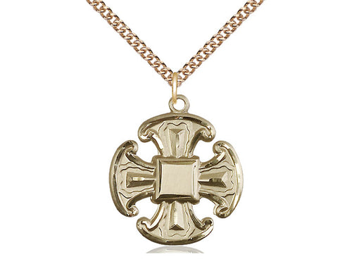 14kt Gold Filled Cross Pendant on a Gold Plate Chain - JMJs Catholic Store, Inc