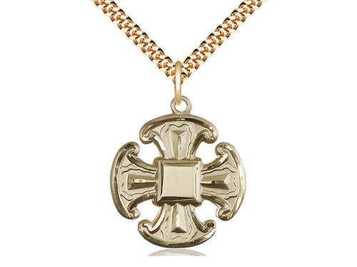 14kt Gold Filled Cross Pendant on a Gold Plate Chain - JMJs Catholic Store, Inc