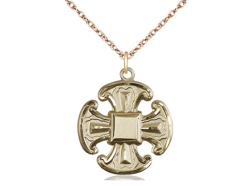 14kt Gold Filled Cross Pendant on a Gold Plate Chain - JMJs Catholic Store, Inc