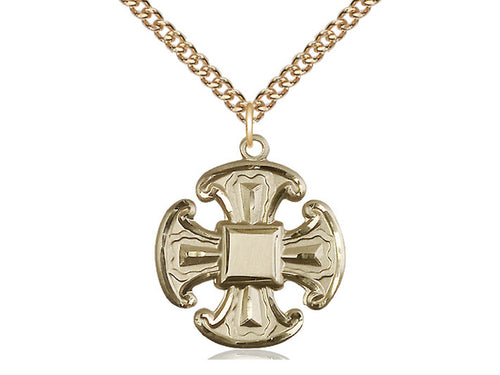 14kt Gold Filled Cross Pendant on a Gold Plate Chain - JMJs Catholic Store, Inc