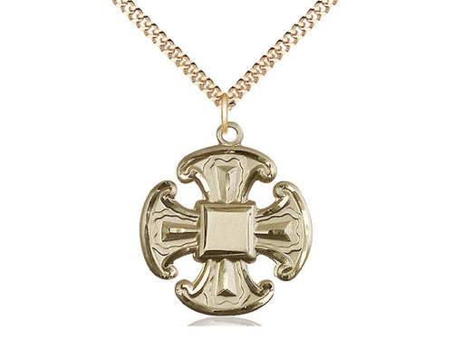 14kt Gold Filled Cross Pendant on a Gold Plate Chain - JMJs Catholic Store, Inc