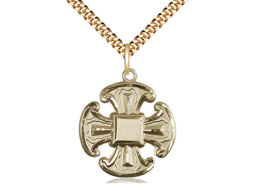 14kt Gold Filled Cross Pendant on a Gold Plate Chain - JMJs Catholic Store, Inc