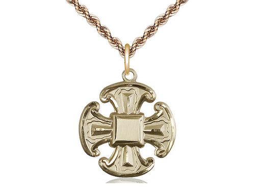 14kt Gold Filled Cross Pendant on a Gold Plate Chain - JMJs Catholic Store, Inc