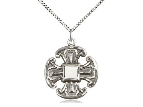 Sterling Silver Cross Pendant on a Sterling Silver Chain - JMJs Catholic Store, Inc