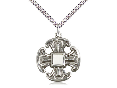 Sterling Silver Cross Pendant on a Sterling Silver Chain - JMJs Catholic Store, Inc