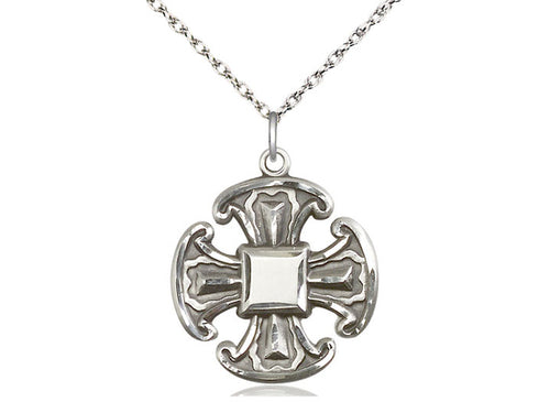 Sterling Silver Cross Pendant on a Sterling Silver Chain - JMJs Catholic Store, Inc