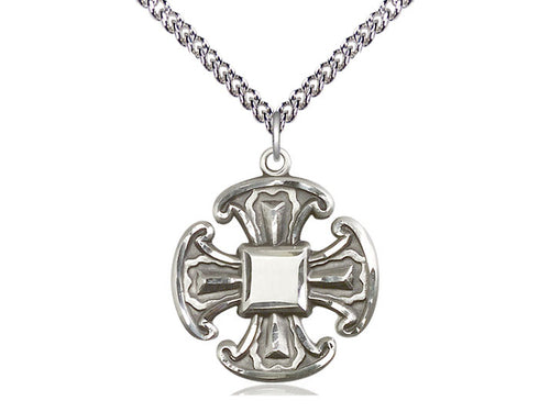 Sterling Silver Cross Pendant on a Sterling Silver Chain - JMJs Catholic Store, Inc