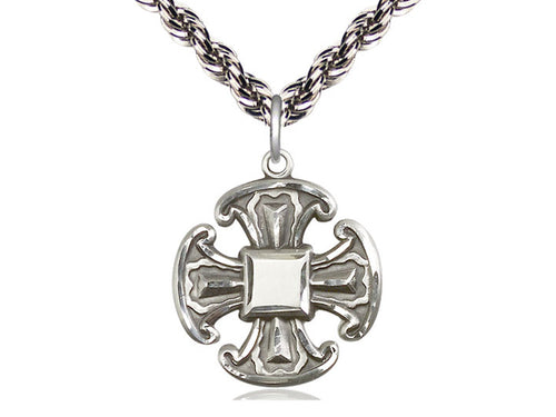 Sterling Silver Cross Pendant on a Sterling Silver Chain - JMJs Catholic Store, Inc