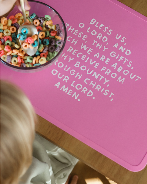 Meal Blessing Silicone Placemat: Cornflower Blue - JMJs Catholic Store, Inc