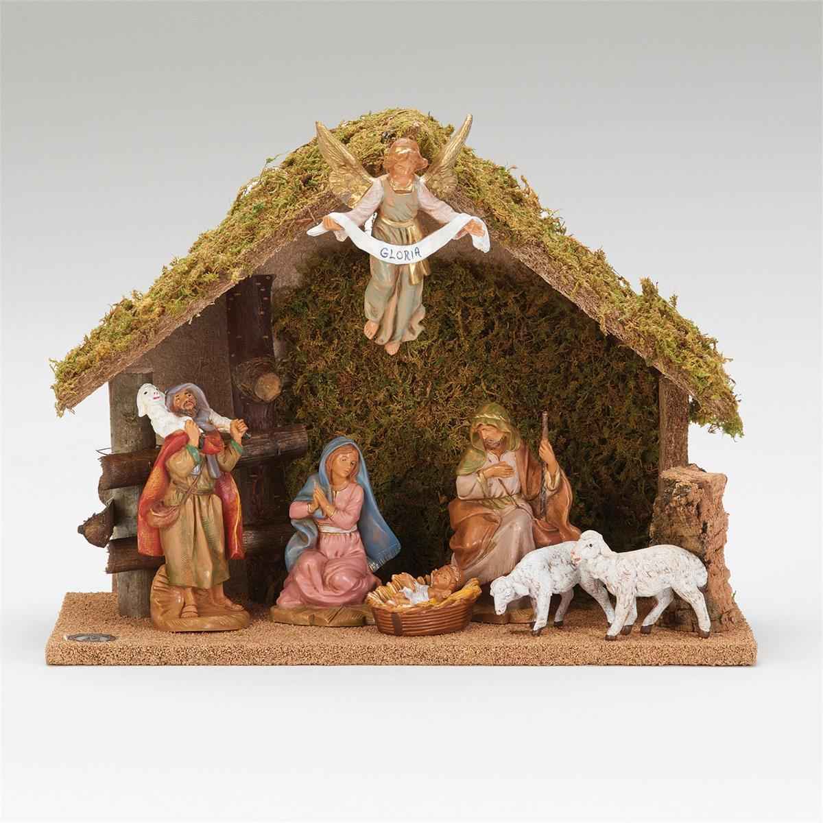 7-Piece Christmas Nativity Figurine Set with Stable 5" Scale