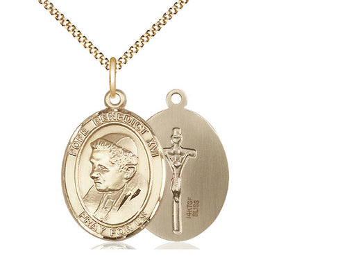 14kt Gold Filled Pope Benedict XVI Pendant on a Gold Filled Chain - JMJs Catholic Store, Inc