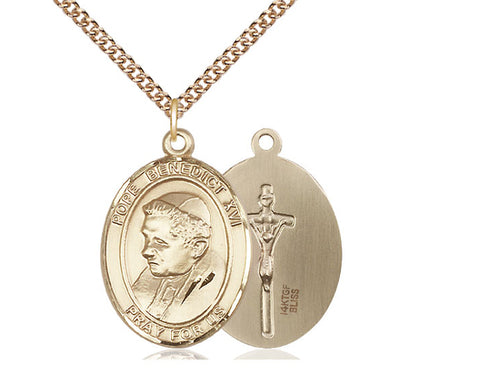 14kt Gold Filled Pope Benedict XVI Pendant on a Gold Filled Chain - JMJs Catholic Store, Inc
