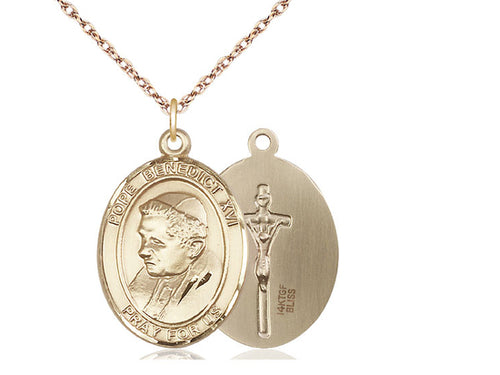 14kt Gold Filled Pope Benedict XVI Pendant on a Gold Filled Chain - JMJs Catholic Store, Inc