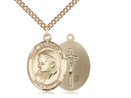 14kt Gold Filled Pope Benedict XVI Pendant on a Gold Filled Chain - JMJs Catholic Store, Inc