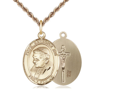 14kt Gold Filled Pope Benedict XVI Pendant on a Gold Filled Chain - JMJs Catholic Store, Inc
