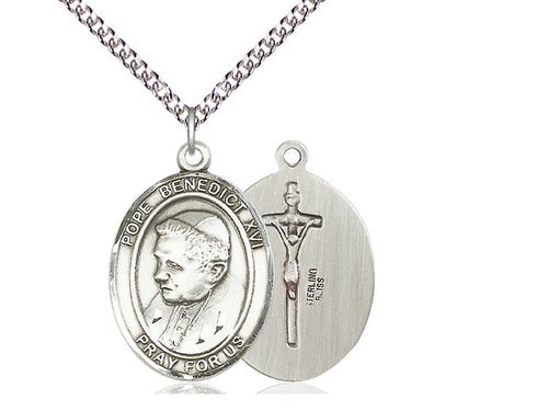 Sterling Silver Pope Benedict XVI Pendant on a Sterling Silver Chain - JMJs Catholic Store, Inc