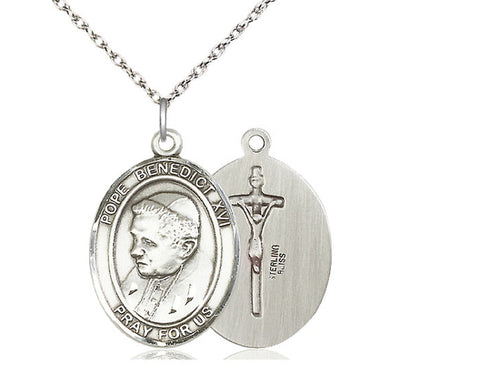 Sterling Silver Pope Benedict XVI Pendant on a Sterling Silver Chain - JMJs Catholic Store, Inc