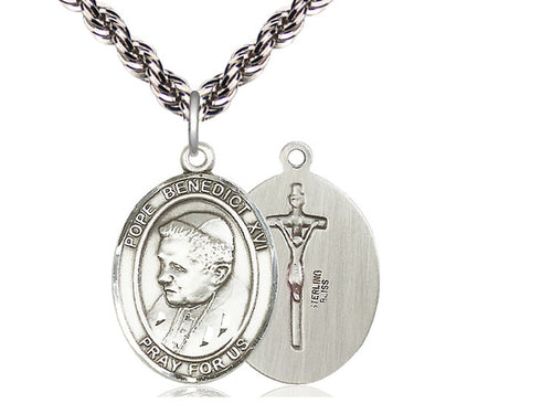 Sterling Silver Pope Benedict XVI Pendant on a Sterling Silver Chain - JMJs Catholic Store, Inc