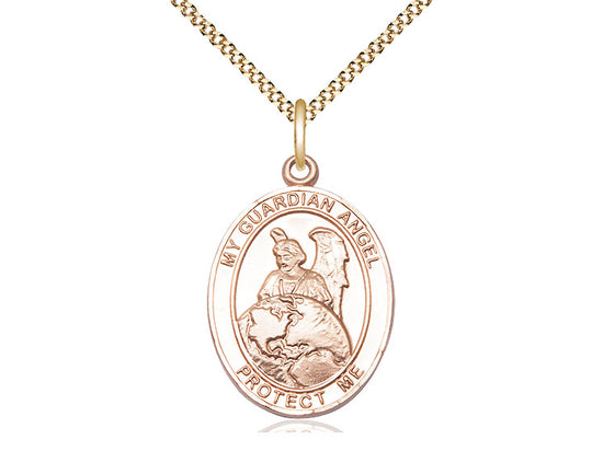 14kt Gold Filled Guardian Angel Protector Pendant on a Gold Filled Chain - JMJs Catholic Store, Inc
