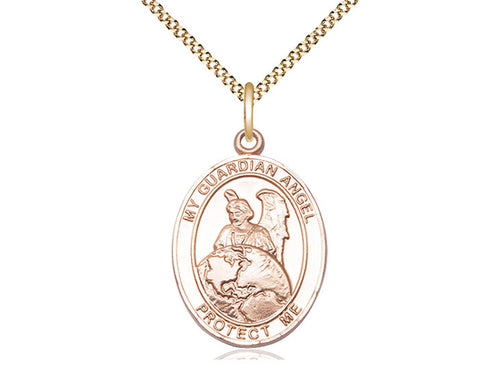 14kt Gold Filled Guardian Angel Protector Pendant on a Gold Filled Chain - JMJs Catholic Store, Inc