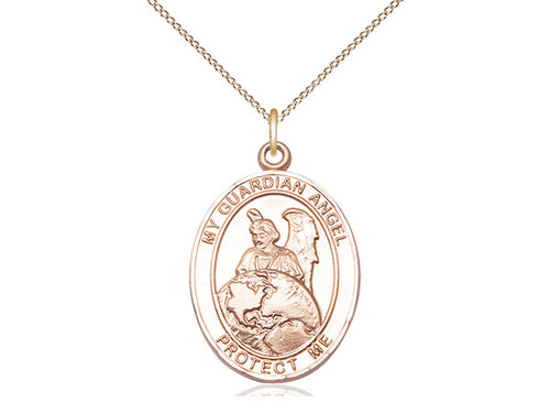 14kt Gold Filled Guardian Angel Protector Pendant on a Gold Filled Chain - JMJs Catholic Store, Inc