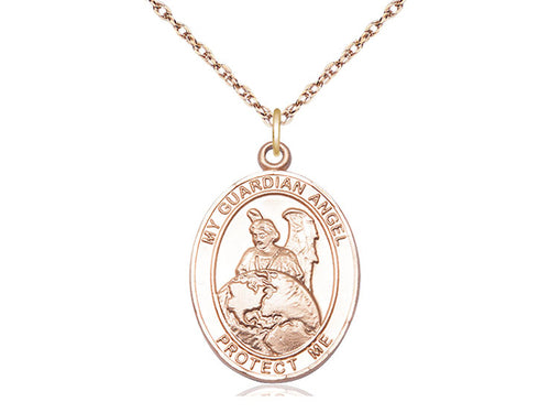 14kt Gold Filled Guardian Angel Protector Pendant on a Gold Filled Chain - JMJs Catholic Store, Inc