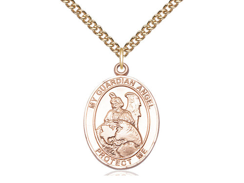 14kt Gold Filled Guardian Angel Protector Pendant on a Gold Filled Chain - JMJs Catholic Store, Inc