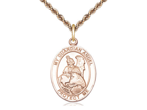 14kt Gold Filled Guardian Angel Protector Pendant on a Gold Filled Chain - JMJs Catholic Store, Inc