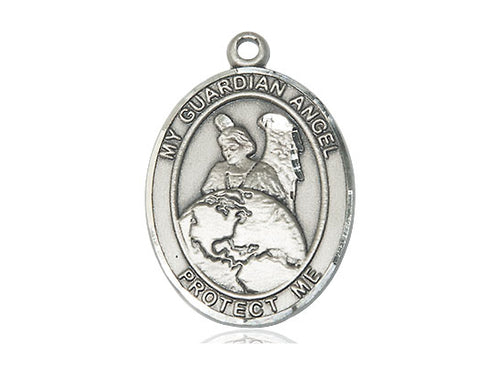 Sterling Silver Guardian Angel Protector Pendant on a Sterling Silver Chain - JMJs Catholic Store, Inc