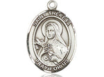 Sterling Silver St. Therese of Lisieux Oval Pendant 3/4" - JMJs Catholic Store, Inc