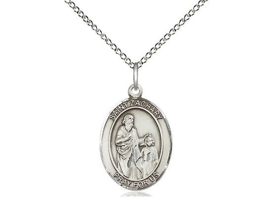Sterling Silver St. Zachary Oval Medal 7/8" - JMJs Catholic Store, Inc