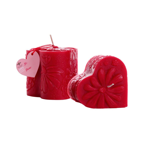 Heart Shape Candle (Pillar Candle)– 100% Pure Beeswax – Red – 3"x3" - JMJs Catholic Store, Inc