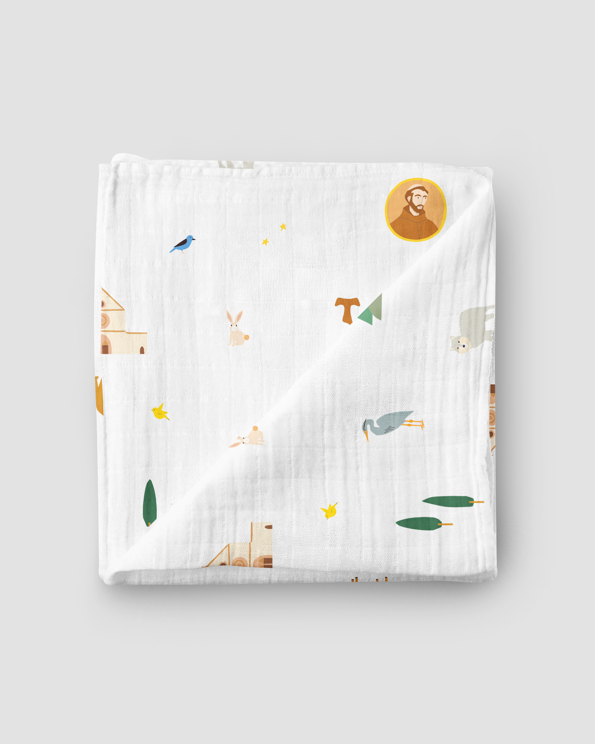 Saint Francis Muslin Swaddle Baby Blanket: Saint Francis - JMJs Catholic Store, Inc
