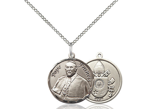 Sterling Silver Pope Francis Pendant on a Sterling Silver Chain - JMJs Catholic Store, Inc
