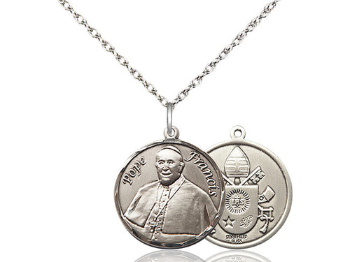Sterling Silver Pope Francis Pendant on a Sterling Silver Chain - JMJs Catholic Store, Inc