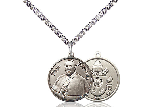 Sterling Silver Pope Francis Pendant on a Sterling Silver Chain - JMJs Catholic Store, Inc
