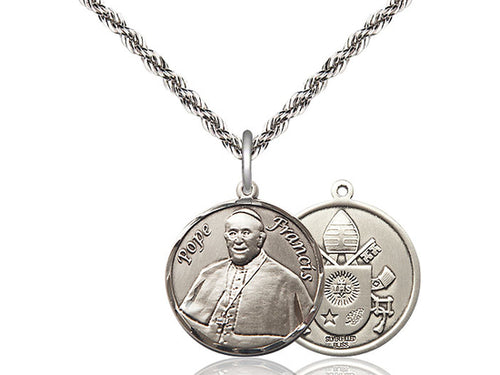 Sterling Silver Pope Francis Pendant on a Sterling Silver Chain - JMJs Catholic Store, Inc