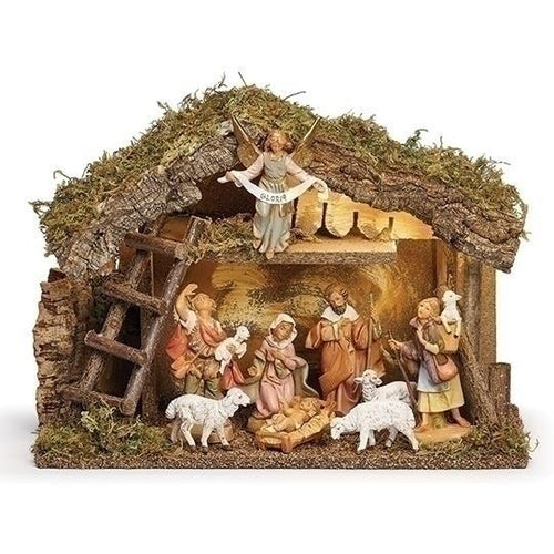 Fontanini 9-Piece Christmas Nativity Figurine Set with Stable 5" Scale
