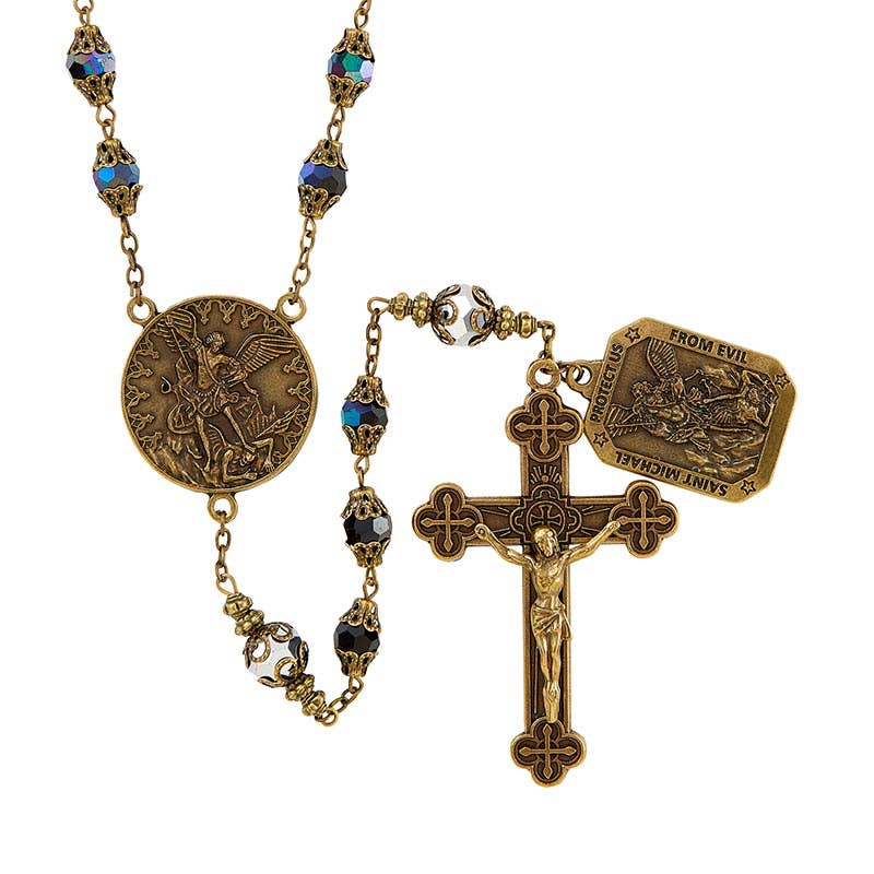 St Michael Vintage Rosary - JMJs Catholic Store, Inc